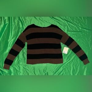 NWT Margaret O’Leary The Rugby Pullover Striped Sweater - Black and Brown size S